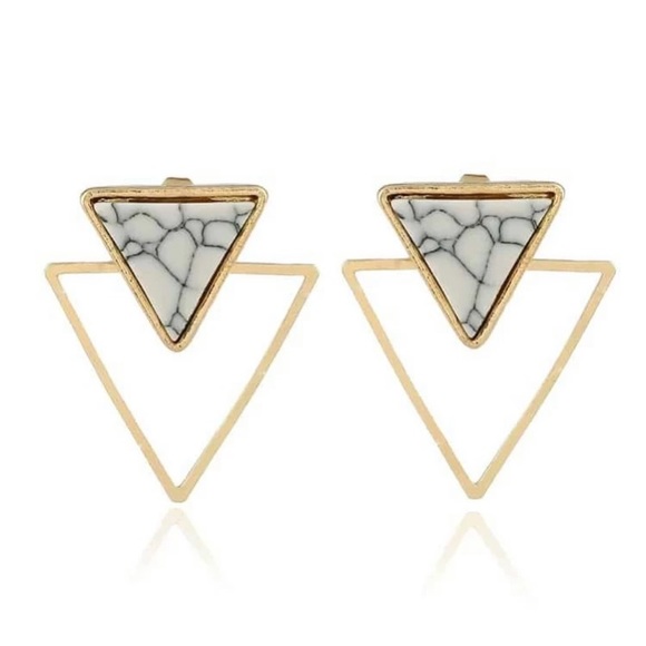 Marble triangle earrings - Picture 4 of 5